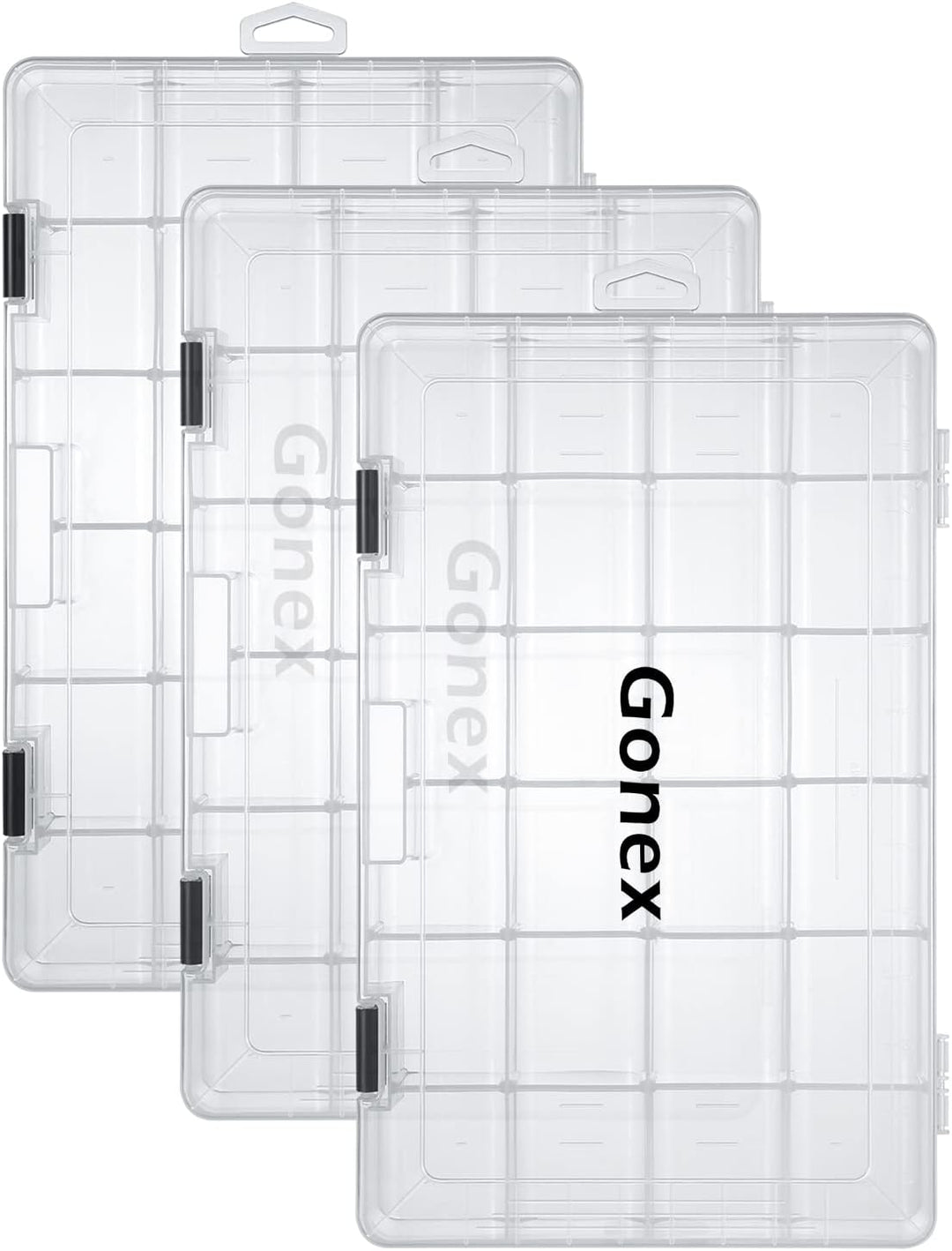 Gonex Köderboxen Angeln, Tackle Boxes 3/4 Stück, Transparente Kunststoff Angelbox mit Verstellbaren