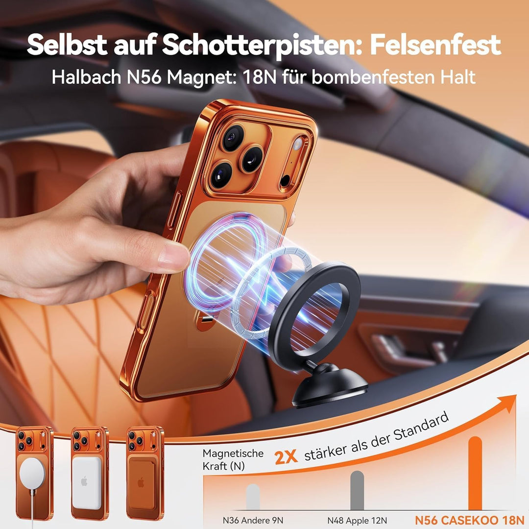CASEKOO Cosmic Orange für iPhone 17 Pro Max Hülle für MagSafe [360 Drehständer] [Kameraschutz & Mili