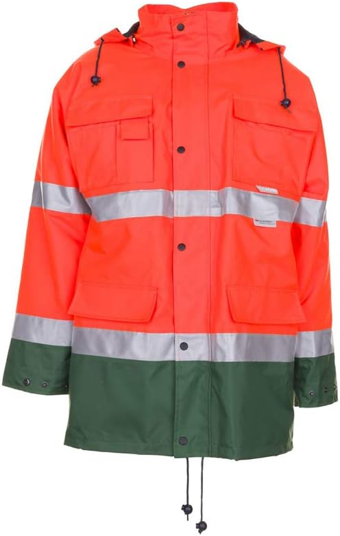 Planam Grösse 4XL Herren Warn-/Wetterschutz Parka 2-farbig orange grün Modell 2058 4XL Orange, Grün,