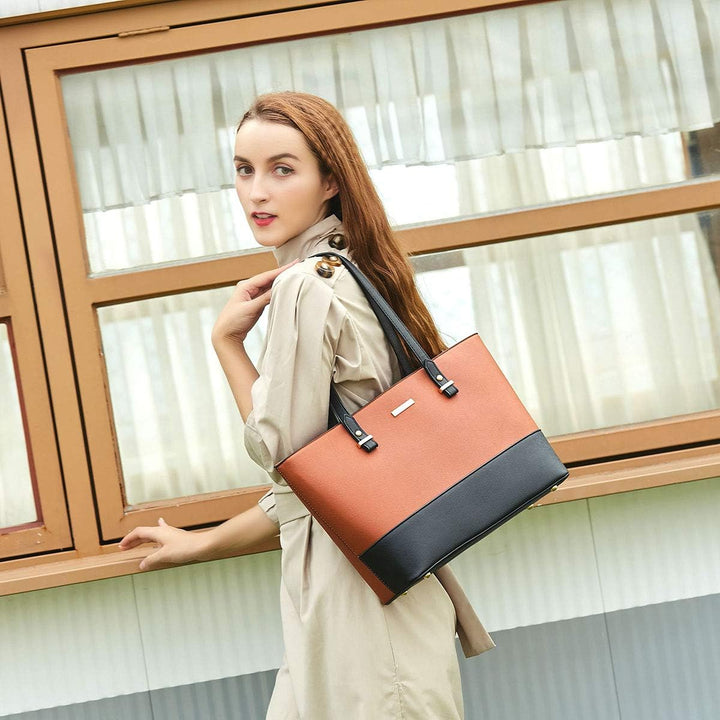 Frauen Mode Kunstleder Handtaschen Tote Tasche Schultertasche Top Griff Satchel Geldbörse Set 4pcs A