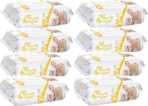 Sleepy Sensitive Baby Feuchttücher 80 Stück 8er Packung (640 Stück) 100% Reines Wasser und bio Baumw