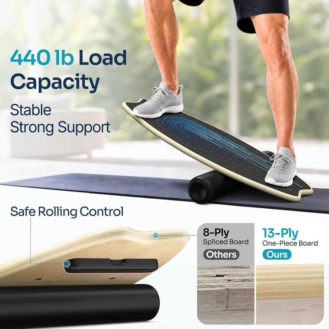 Balance Board Holz, Sportneer Indoorboard Skateboard, Indoor Surfboard Trickboard und Gleichgewichts