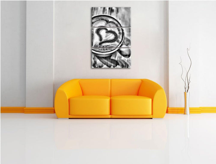 Pixxprint Kaffee Cappuccino als Leinwandbild/Grösse: 3 Teilig (120x80) cm/Wandbild/Kunstdruck/fertig