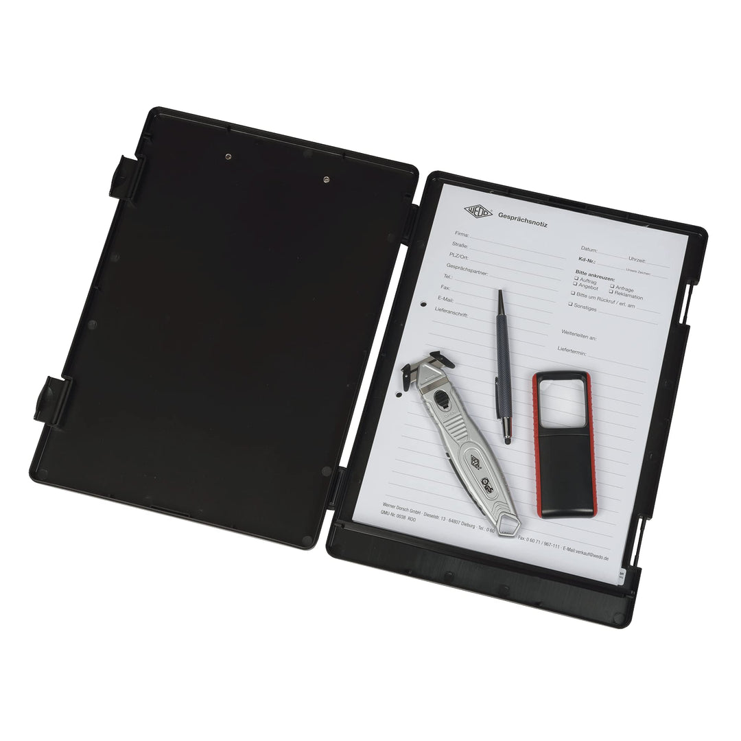 WEDO 575001 Klemmbrett (A4) mit Aufbewahrungsfach für Formulare, Rechner und mehr, stabile Metallkle