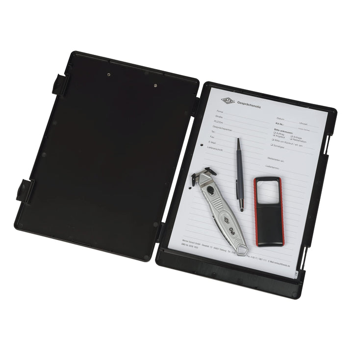 WEDO 575001 Klemmbrett (A4) mit Aufbewahrungsfach für Formulare, Rechner und mehr, stabile Metallkle