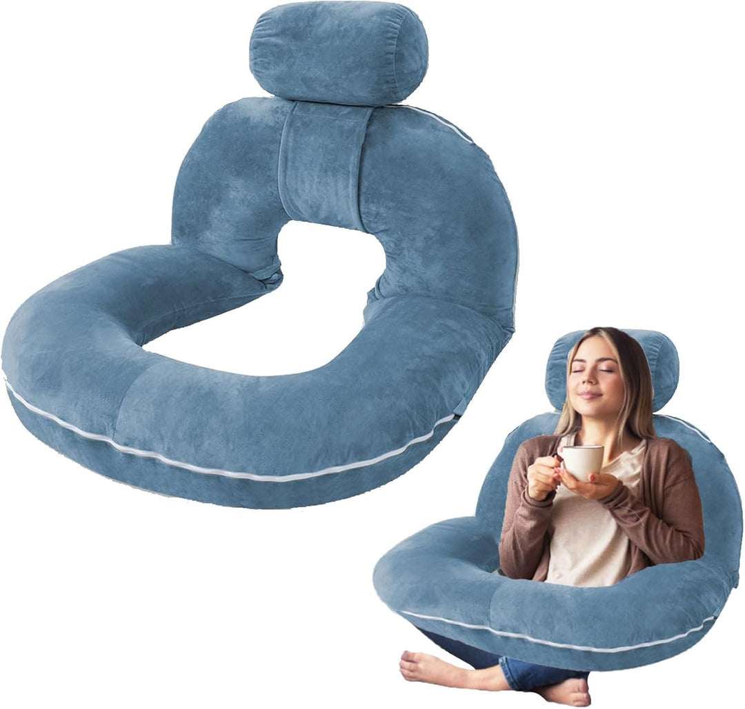 Lesekissen für Bett und Sofa, Rückenkissen zum Lesen Mit Abnehmbarer Nackenrolle, Ergonomisches Rück