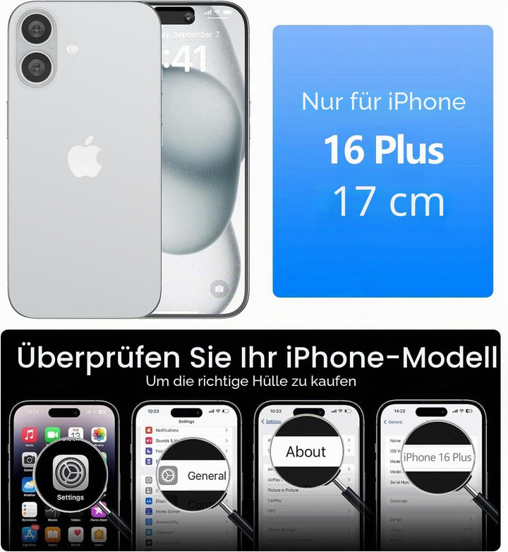 Handykette für iPhone 16 Plus Hülle mit Band, [Verstellbarem und Demontage Umhängeband], Transparent