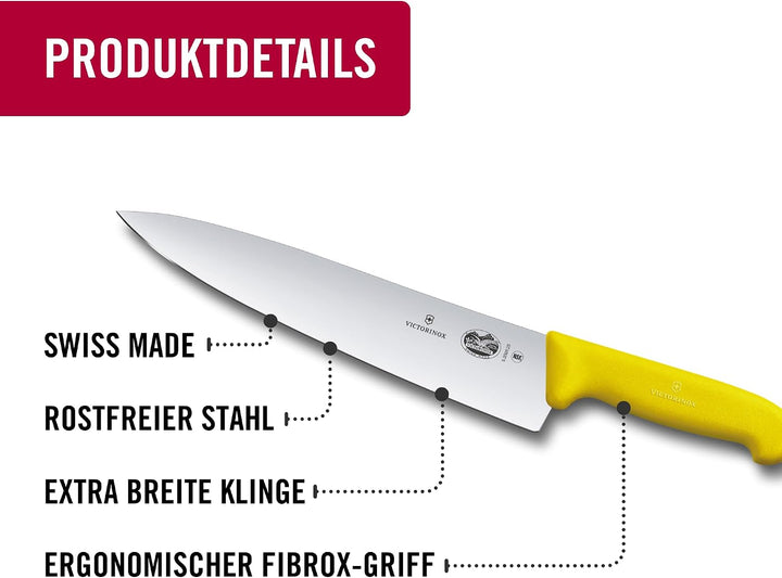 Victorinox Fibrox Kochmesser, Breites Universalmesser für Fleisch, Fisch, Gemüse und Kräuter, 25 cm,