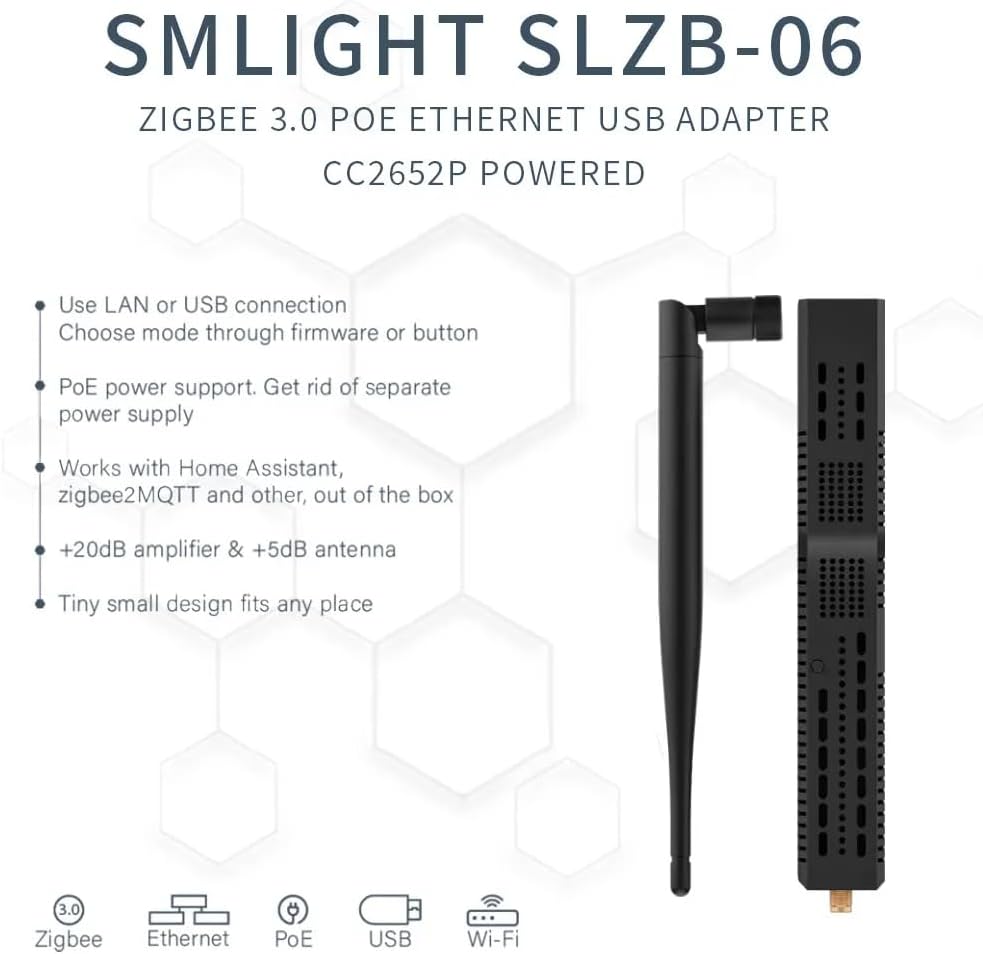 SMLIGHT SLZB-06 Upgrade– Zigbee 3.0 zu Ethernet, USB und WiFi Gateway-Koordinator mit PoE, funktioni