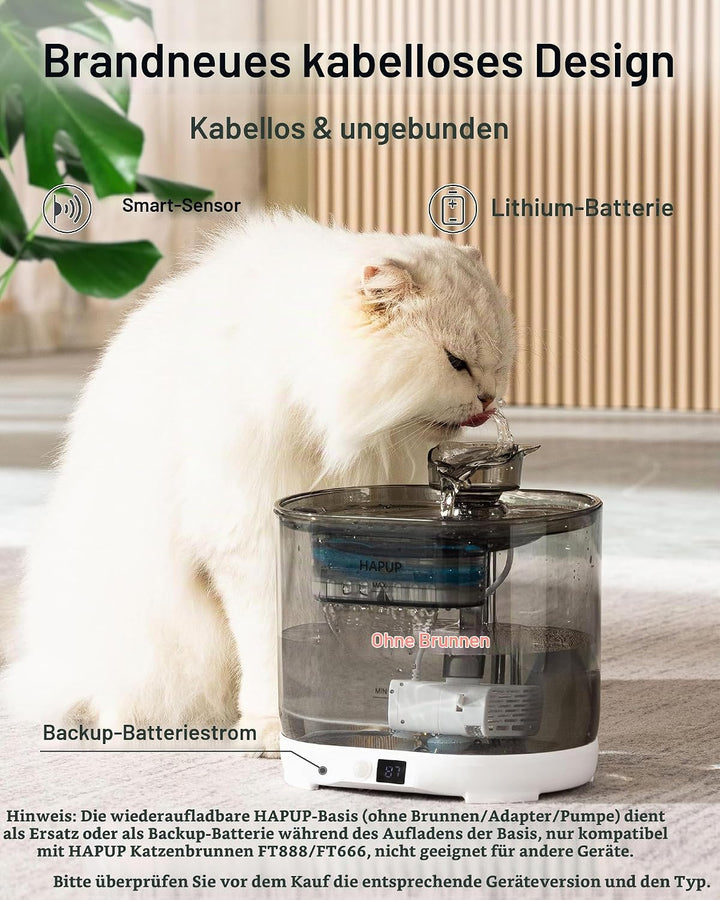 HAPUP Katzenbrunnen Batteriebetriebene Basis Katzenbrunnen Kabellos Verbesserte Separate Basis Ersat