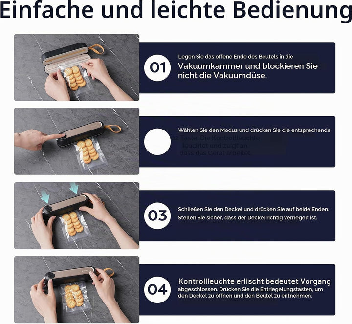 Ciarra Mini Folienschweissgerät, Vakumierergerät für lebensmittel 3 Modi, Automatisches Mini Bag Sea