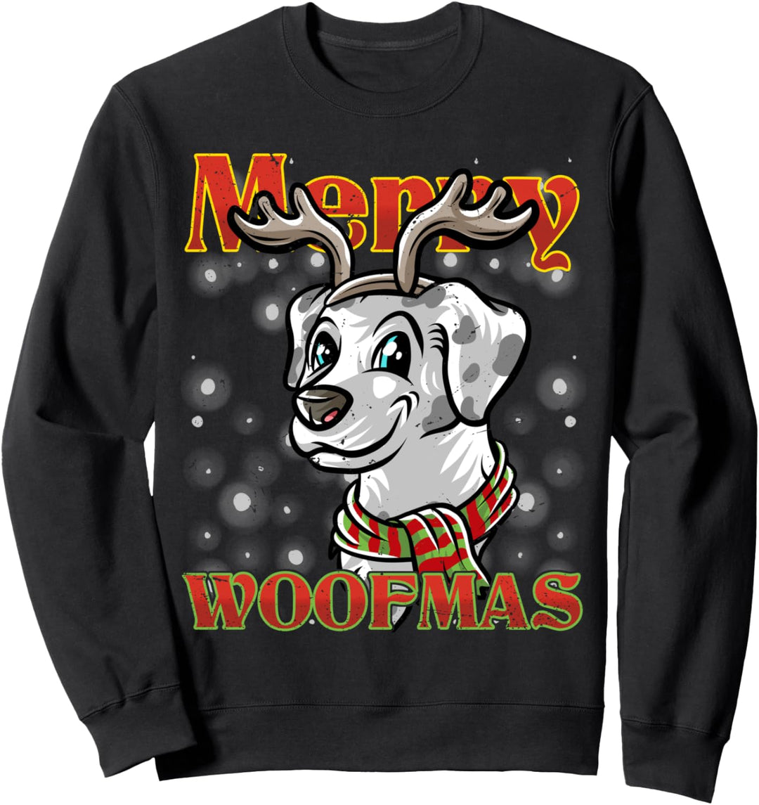 Merry Woofmas Dalmatiner Rentier Hund Weihnachten Hunde Sweatshirt