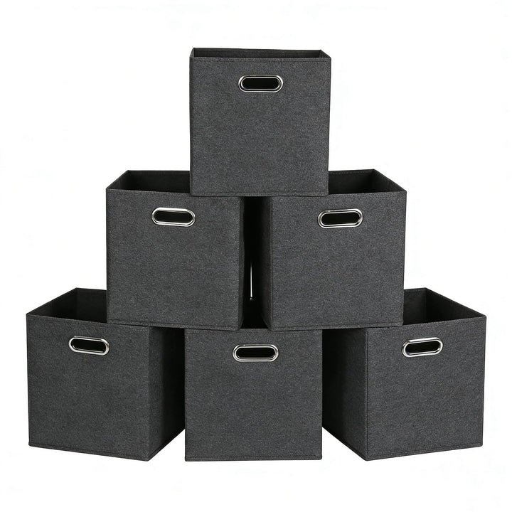 Kongming Kallax Einsatz 6er Set Aufbewahrungsbox Stoff mit Griff Faltbar Aufbewahrungsbox 28x28x28 c