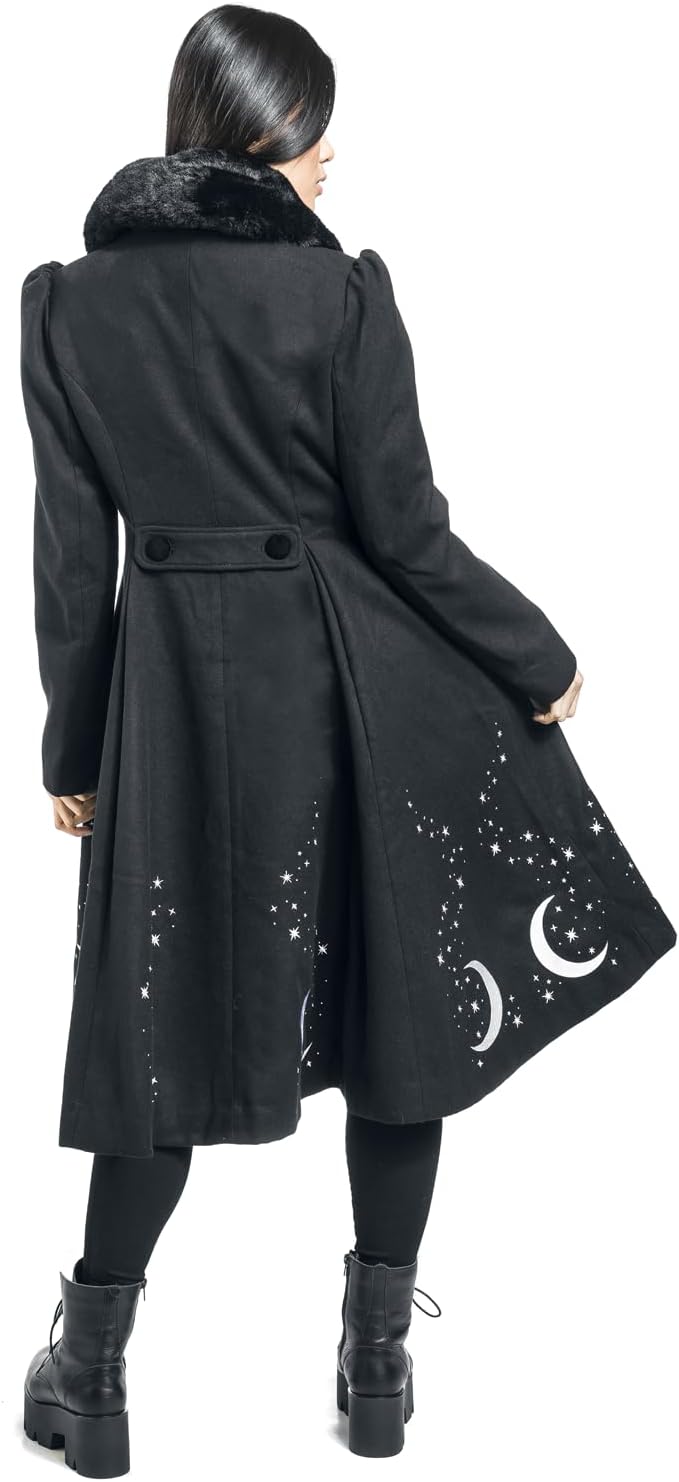 Hell Bunny Interstellar Coat Frauen Mantel schwarz S Schwarz, S Schwarz