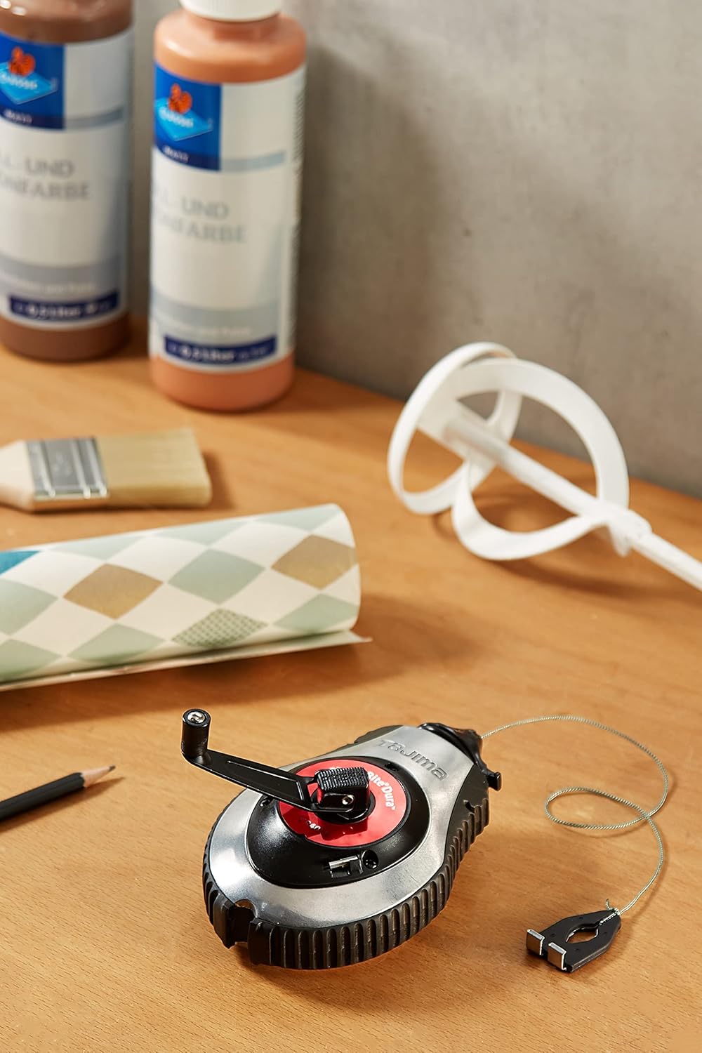 Tajima Schlagschnurgerät Chalk-Rite Dura (Schlagschnur 30 m lang, mit Schnellkurbelsystem, für alle