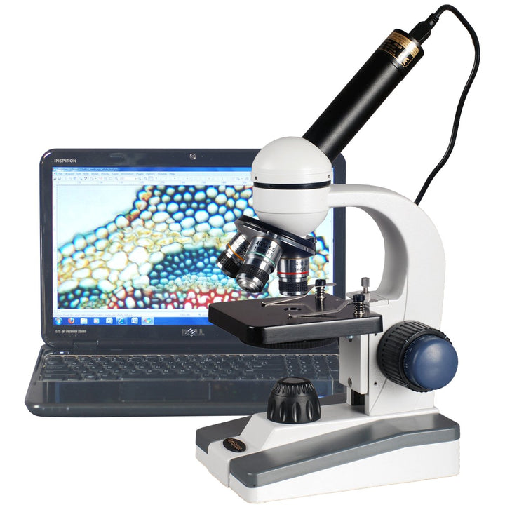 Amscope M150C-E5 40X-1000X Vergrösserung LED Schüler Kinder Studenten Monokular Mikroskop mit 5MP Di