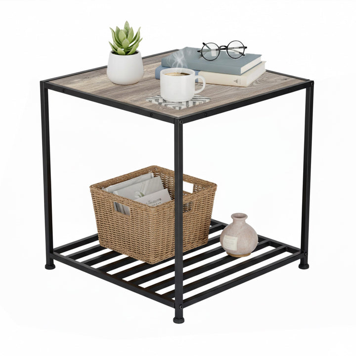 Relaxdays Beistelltisch, mit Ablage, HBT: 50x50,5x50,5 cm, Industrial, Abstelltisch Wohn- &amp; Schlafzi