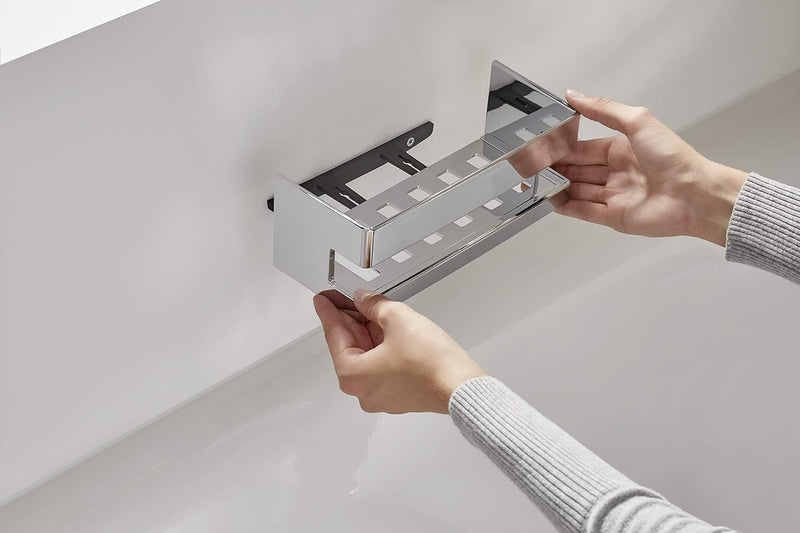 Emco SYSTEM2 Schwammkorb zum Anbohren, Korb separat abnehmbar, hochwertige Duschablage aus Metall, D