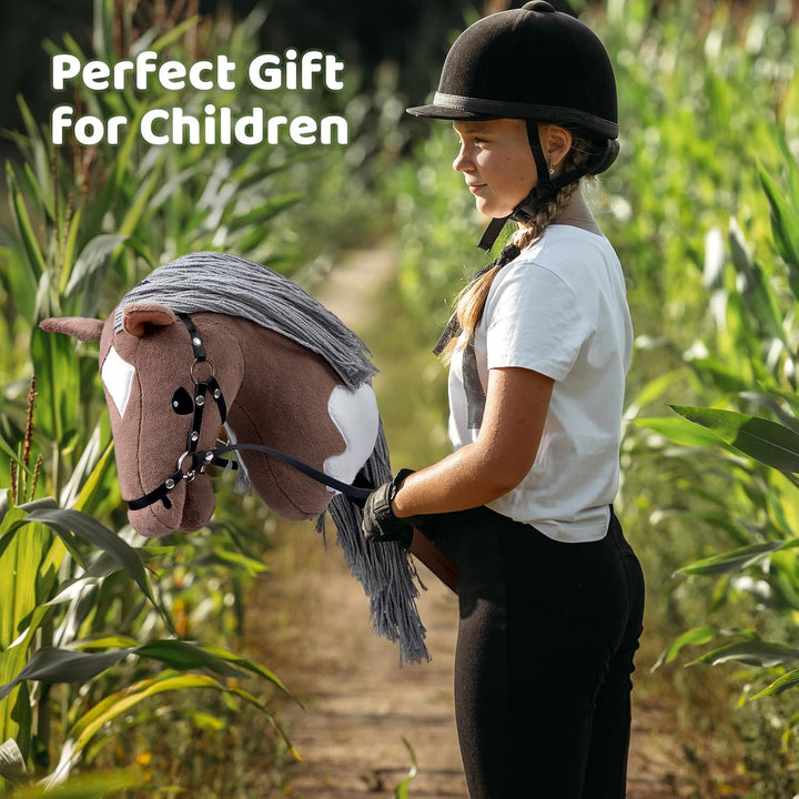 BEJOY Steckenpferd Spielzeug Pferd, Hobby Horse Holzpferd Plüschpferd zum Reiten für Kinder mit Half
