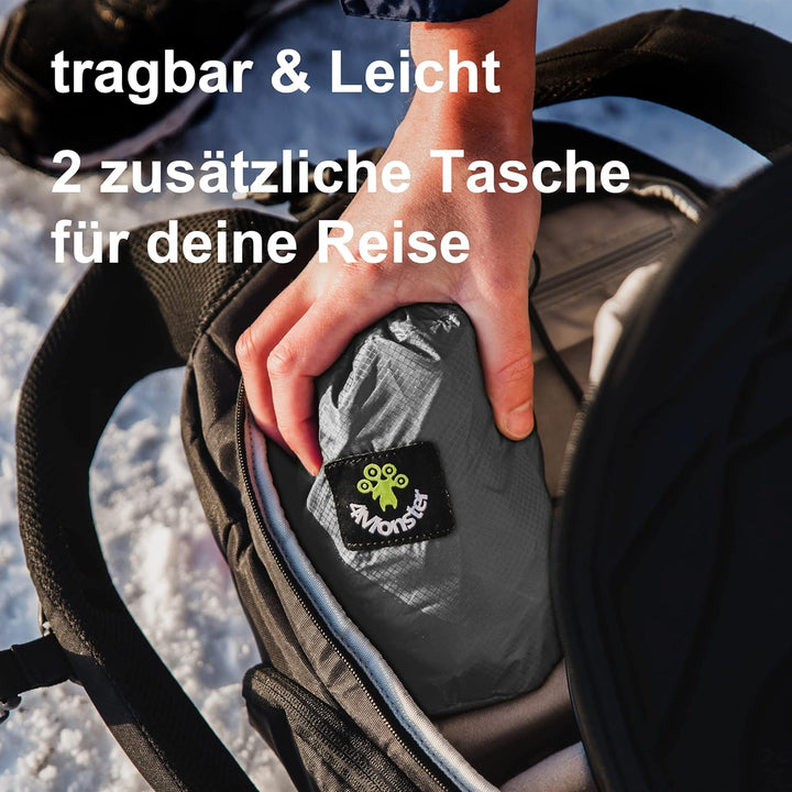 4Monster Faltbarer Rucksack Ultra Leicht, Unisex Tagesrucksack Outdoor, 2in1 Gürteltasche, Wasserdic