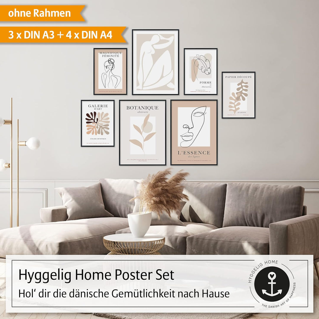 Hyggelig Home Premium Poster Set - 7 passende Bilder im stilvollen Set - Collage Wand Deko - Set Mad