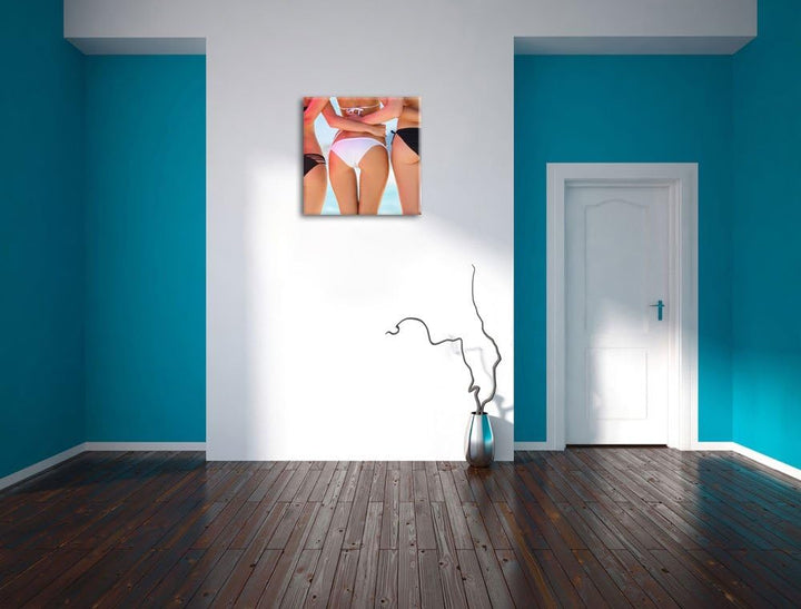 Sexy Girl Bikini, Format: 70x70 auf Leinwand, XXL riesige Bilder fertig gerahmt mit Keilrahmen, Kuns