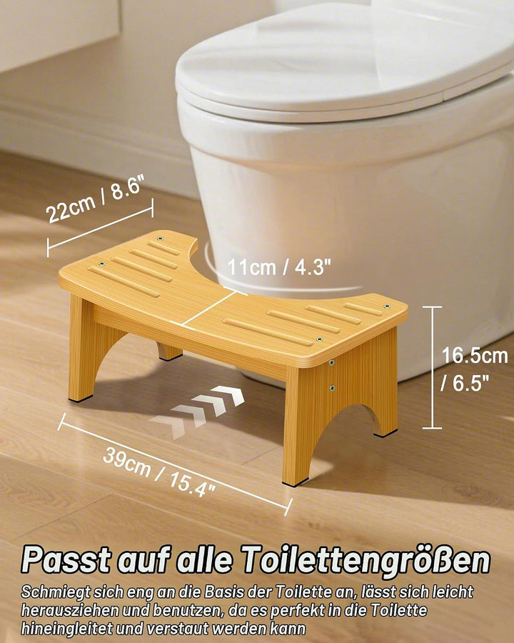 RayLove Physiologischer Toilettenhocker aus Bambus – WC-Trittbrett aus Holz – 35 Grad strapazierfähi