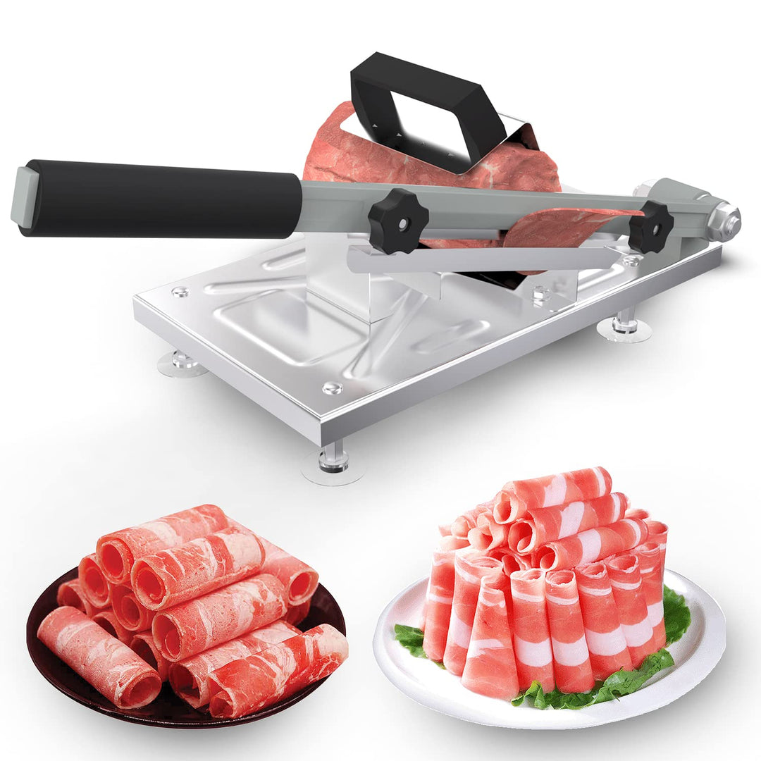 Edelstahl-Lebensmittelschneider, manueller Fleischschneider für Steaks und Lammrollen, ideal für BBQ
