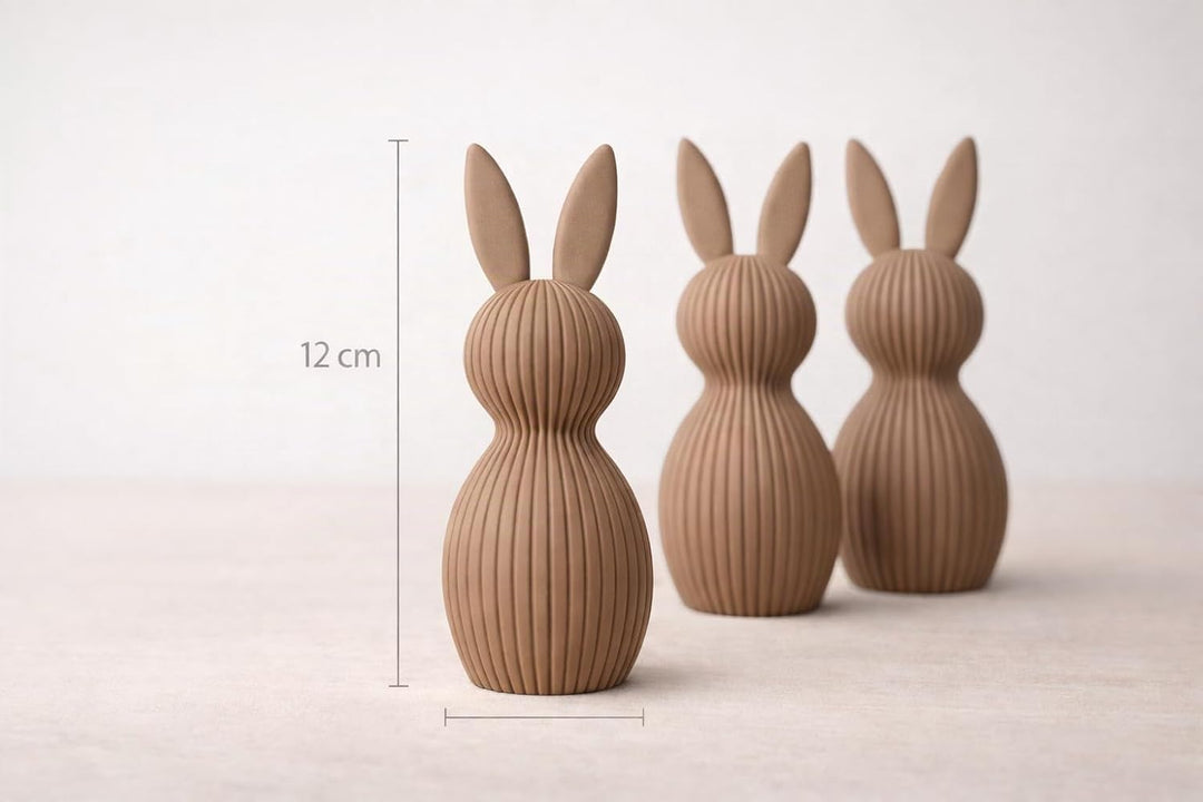 ALBA Hasen Deko 3er Set 12 cm – 3D Druck Deko Figuren im Skandinavischen Stil – Moderne Osterdeko Mi