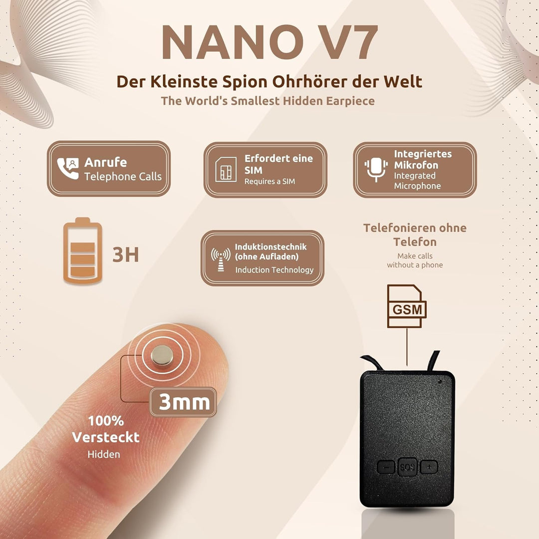 PingaOculto Spion Kopfhörer für Prüfung GSM Mini Nano Unsichtbare Kopfhörer für SIM-Karte mit Mikrof