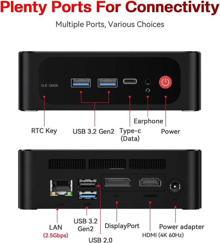 Beelink Mini PC AMD Ryzen 7 5800H(8C/16T,bis zu 4.4 GHz), SER5 Pro Mini Computer 32GB DDR4 500GB M.2