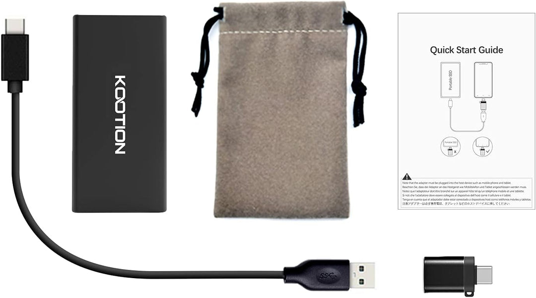 KOOTION Externe Portable SSD 250GB USB 3.1 Typ-C Schnell Solid State Drive Disk High Speed bis zu 55