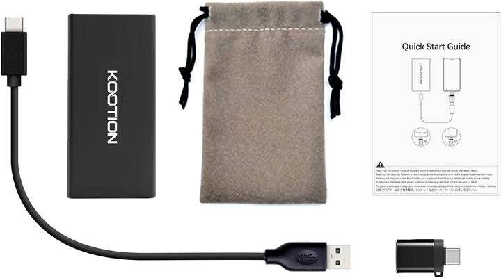 KOOTION Externe Portable SSD 250GB USB 3.1 Typ-C Schnell Solid State Drive Disk High Speed bis zu 55