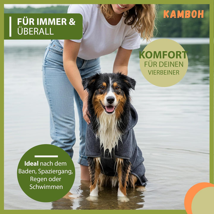 Kamboh® - Premium Hundebademantel inkl. Pfoten-Handtuch 100% Frottee-Baumwolle (Gr. L grosse Hunde 1