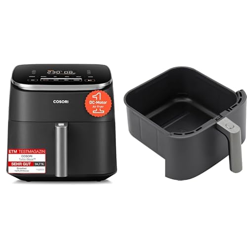 COSORI TurboBlaze 6L Heissluftfritteuse + Original Keramik-Ersatzkorb Bundle (PFAS-frei, DC-Motor),