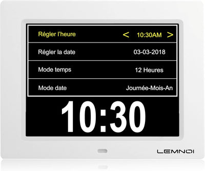 Lemnoi Seniorenuhr Demenz 8 Zoll Digitaluhr Kalender Nicht,Abgekürztes Automatisches Dimmen in 8 Spr