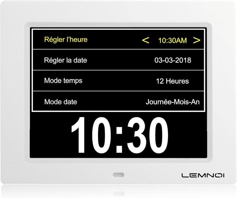 Lemnoi Seniorenuhr Demenz 8 Zoll Digitaluhr Kalender Nicht,Abgekürztes Automatisches Dimmen in 8 Spr