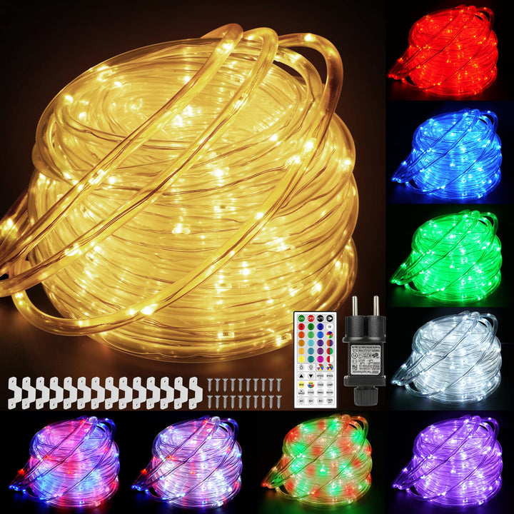 10M LED Schlauch Lichterkette Aussen, 100er LED Lichtschlauch Aussen IP68, 16 Farben Lichterkette In