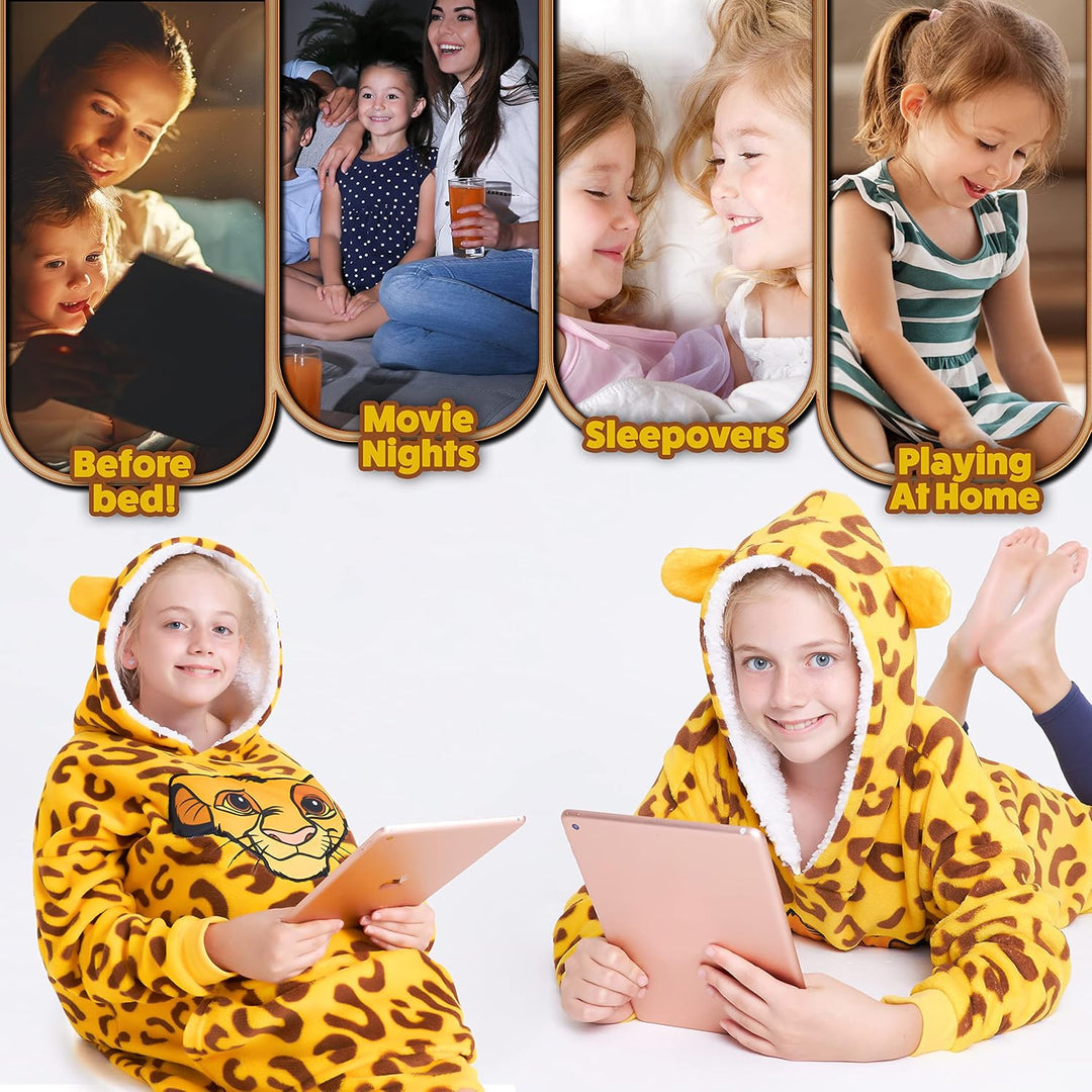Disney Stitch Kapuzenpullover Mädchen, Übergrosse Hoodie Decke Kinder mit Sherpa-Kapuze und Kängurut