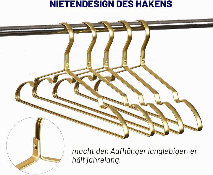 Amber Home Hochwertige mattgoldene Aluminium-Kleiderbügel, 20 Stück, 41,9 cm, extra glatt und langle