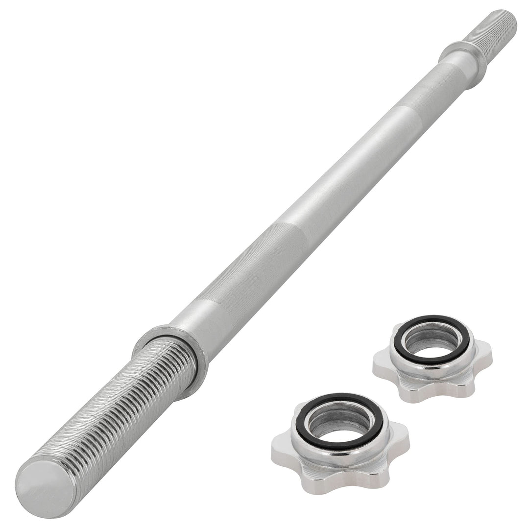 MAXXIVA Hantelstange 140 cm Langhantelstange Krafttraining Zugstange silber verchromt Sternverschlus