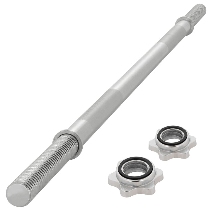 MAXXIVA Hantelstange 140 cm Langhantelstange Krafttraining Zugstange silber verchromt Sternverschlus