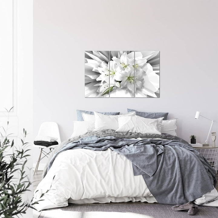 Runa Art Wandbilder Blumen Lilien Bild XXL Wohnzimmer Schlafzimmer Grau Grün Abstrakt 120 x 80 cm 3
