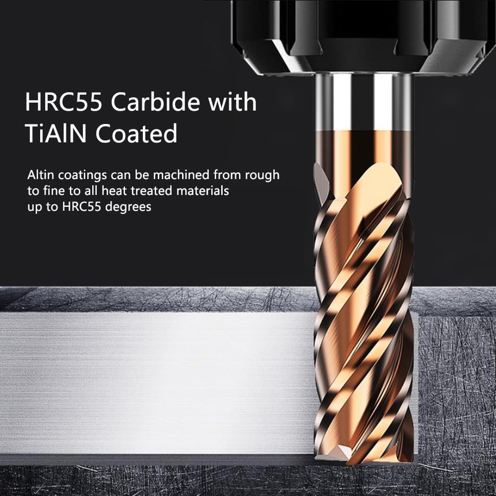 ASNOMY VHM Fräser 14mm Schaftfräser Hartmetal, AlTiN beschichtet 55 HRC 4 Schneiden, bohren, fräsen,