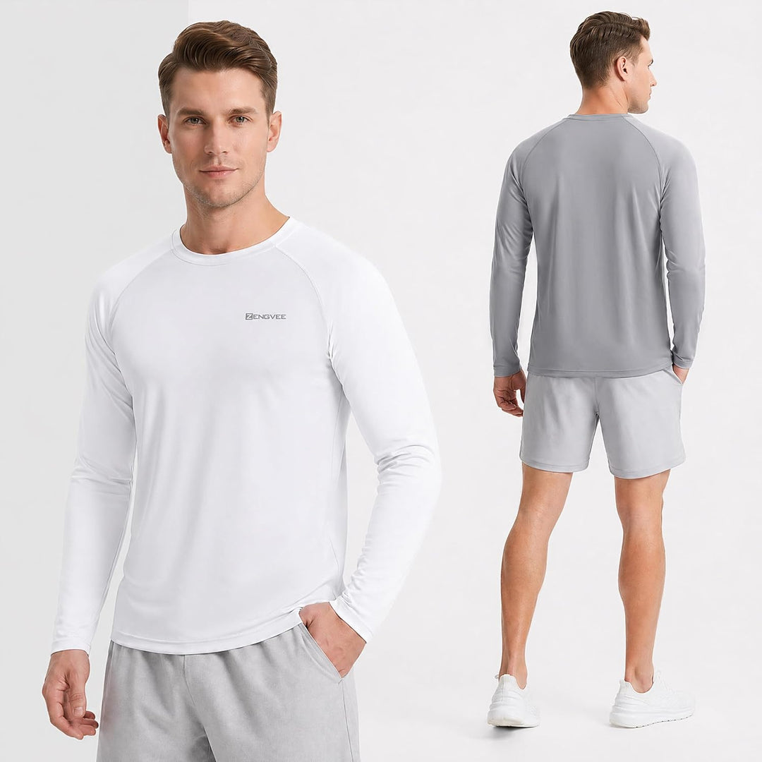ZENGVEE 3er Pack Rashguard Herren, UPF 50+ UV Schutz Shirt Herren Schnelltrocknend Leicht Atmungsakt