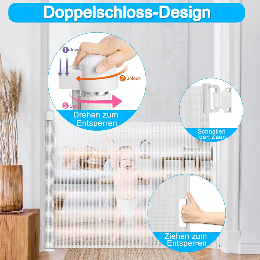 YARDIN Treppenschutzgitter Ausziehbar Türschutzgitter 0-150cm für Babys &amp; Haustiere, Treppengitter A