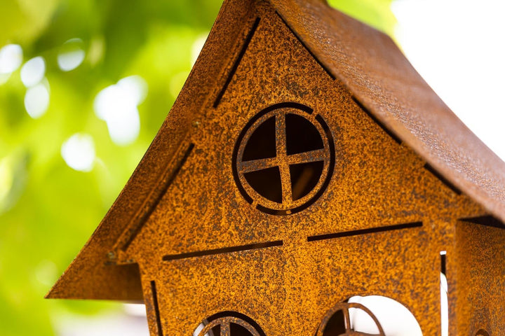 Edelrost Garten Deko Windlicht Vogelhaus Hexenhaus Gartendekoration Dekorieren rostige Dekoration La