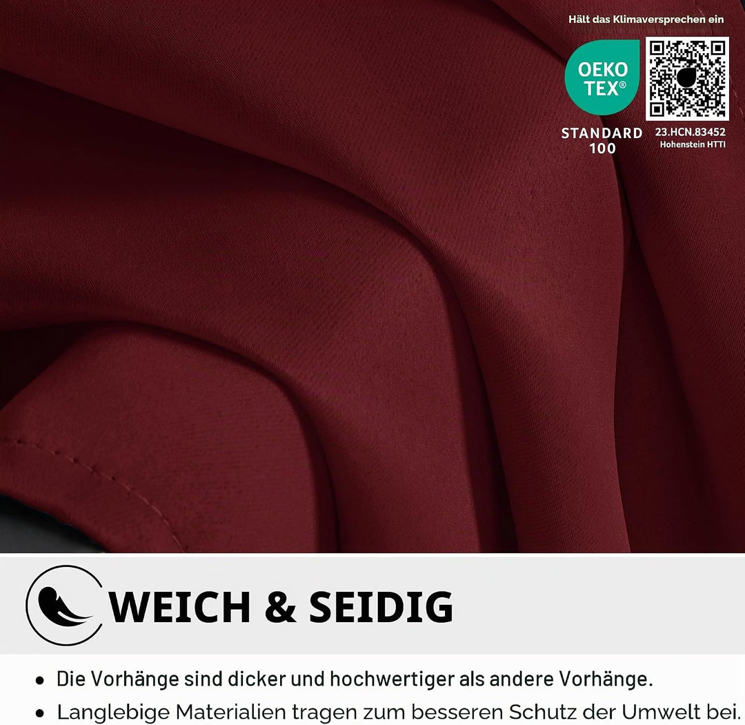 Deconovo Vorhang Blickdicht Verdunkelungsvorhang Kälteschutzvorhang Blickdicht, 229x117 cm(HöhexBrei