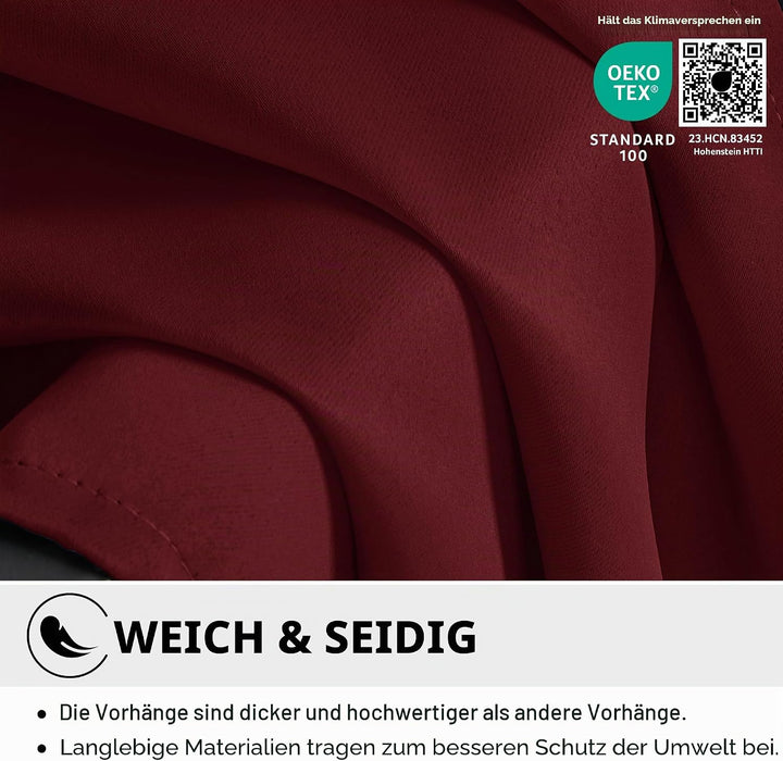 Deconovo Vorhang Blickdicht Verdunkelungsvorhang Kälteschutzvorhang Blickdicht, 229x117 cm(HöhexBrei