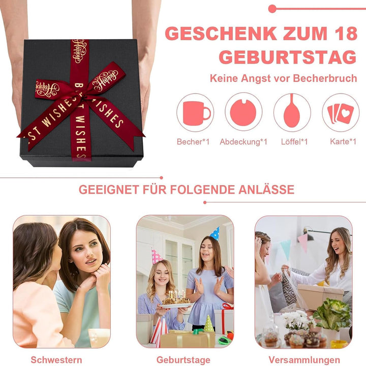 18. Geburtstag Mädchen, Alles Gute zum 18th Geburtstag, 14 Unzen Kaffeetasse mit Golddruck, Lustiges